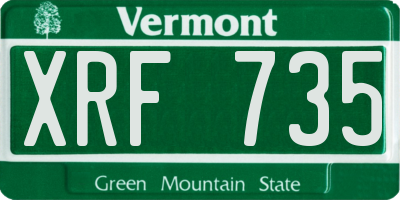 VT license plate XRF735