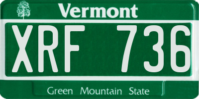VT license plate XRF736