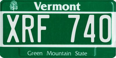 VT license plate XRF740