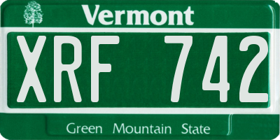 VT license plate XRF742