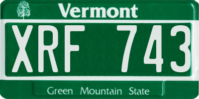 VT license plate XRF743