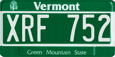 VT license plate XRF752