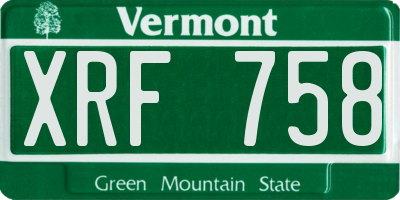 VT license plate XRF758