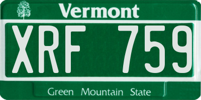 VT license plate XRF759