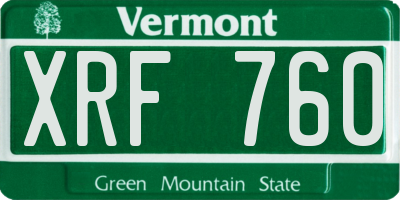 VT license plate XRF760