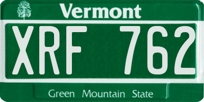 VT license plate XRF762