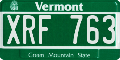 VT license plate XRF763