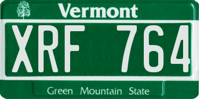VT license plate XRF764