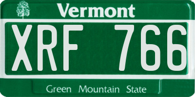 VT license plate XRF766