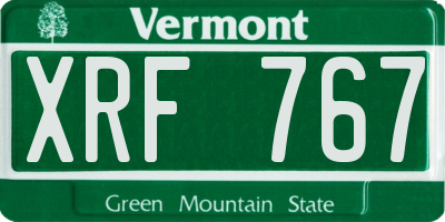 VT license plate XRF767