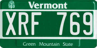 VT license plate XRF769