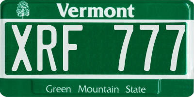 VT license plate XRF777