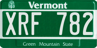 VT license plate XRF782