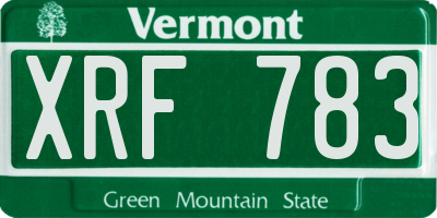VT license plate XRF783
