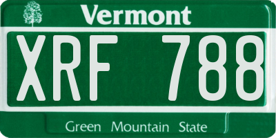 VT license plate XRF788