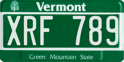 VT license plate XRF789
