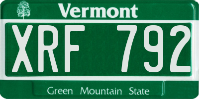 VT license plate XRF792