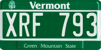 VT license plate XRF793