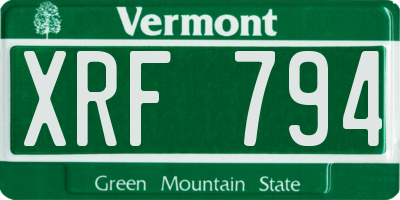 VT license plate XRF794
