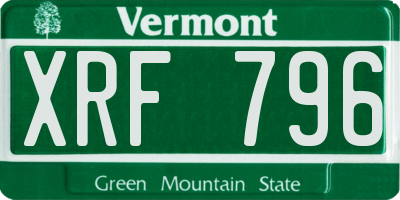 VT license plate XRF796