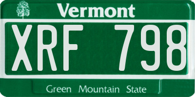 VT license plate XRF798
