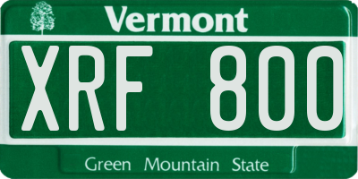VT license plate XRF800