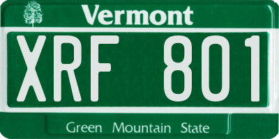 VT license plate XRF801