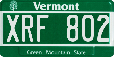 VT license plate XRF802