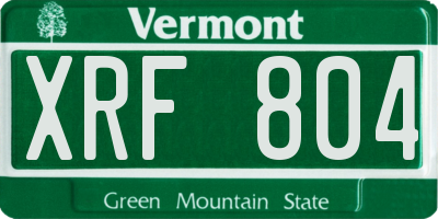 VT license plate XRF804