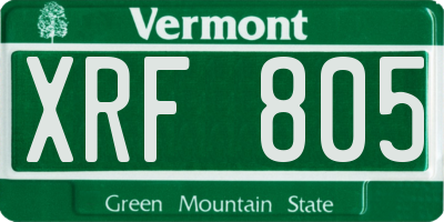 VT license plate XRF805