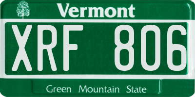 VT license plate XRF806