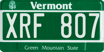 VT license plate XRF807