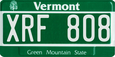 VT license plate XRF808