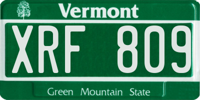 VT license plate XRF809