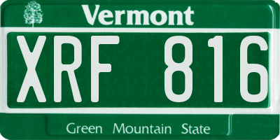 VT license plate XRF816