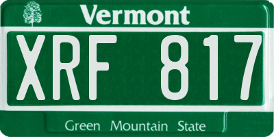 VT license plate XRF817