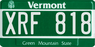 VT license plate XRF818