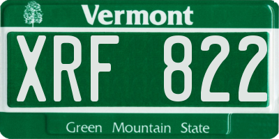 VT license plate XRF822