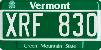VT license plate XRF830
