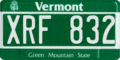 VT license plate XRF832