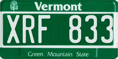 VT license plate XRF833