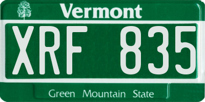 VT license plate XRF835