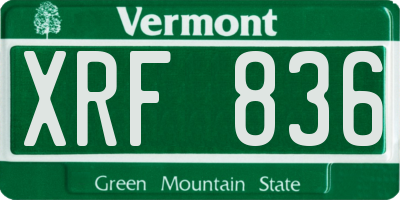 VT license plate XRF836