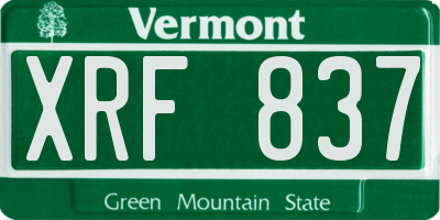 VT license plate XRF837