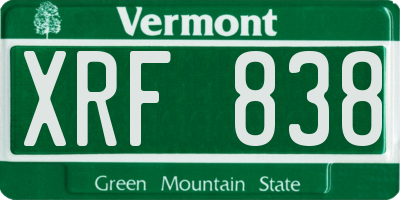 VT license plate XRF838