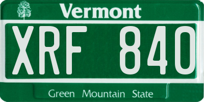 VT license plate XRF840