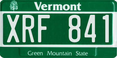 VT license plate XRF841