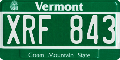 VT license plate XRF843