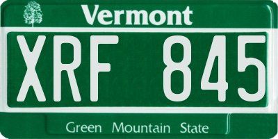 VT license plate XRF845
