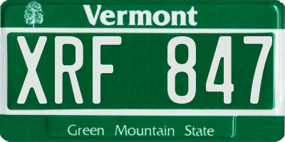 VT license plate XRF847
